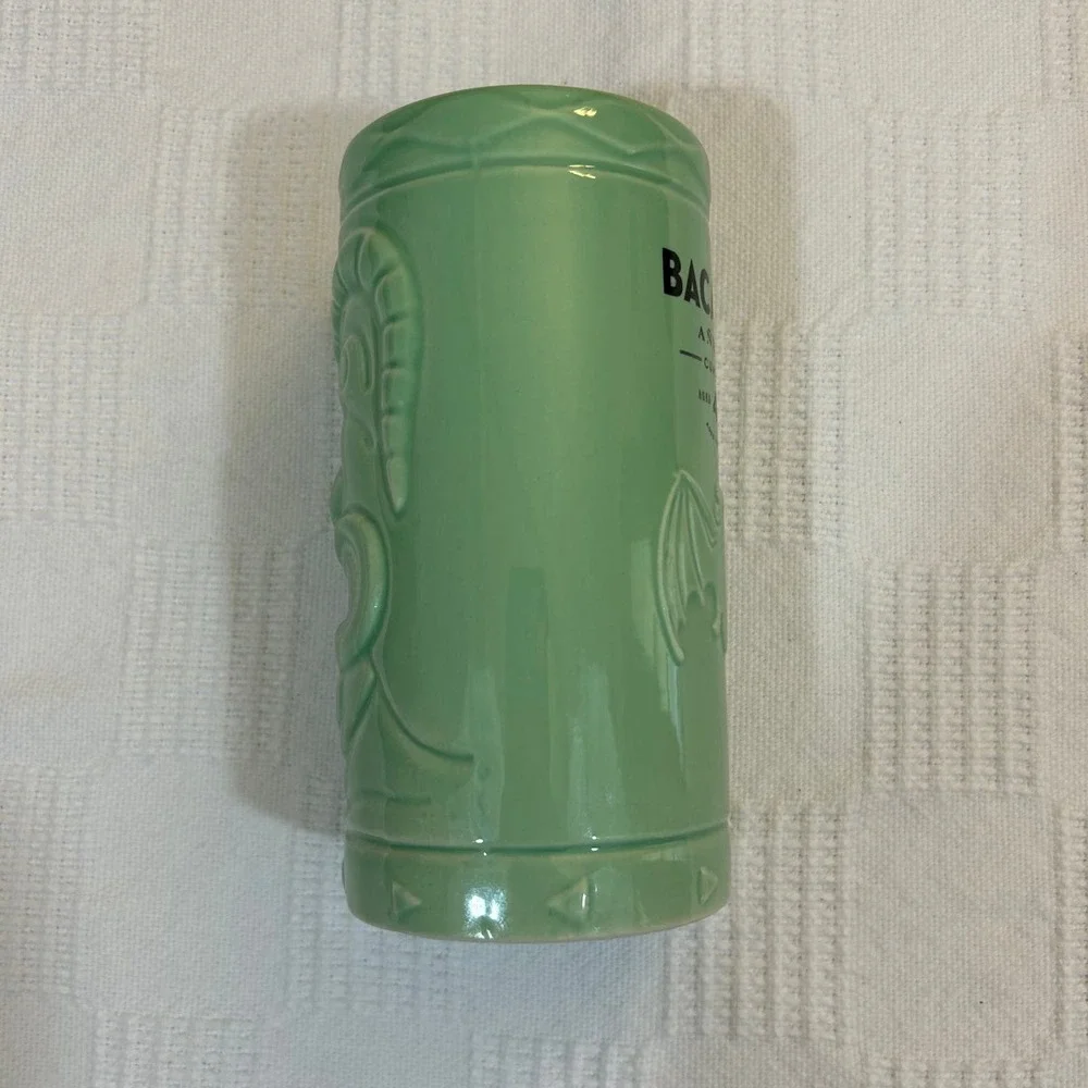Bacardi Tiki Totem Tumbler Ceramic Green Anejo Cuatro 5.75